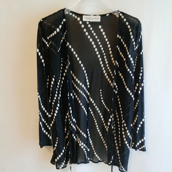 Donna Ricco Kimono Style Coverup Semi Sheer Top - Picture 2 of 8